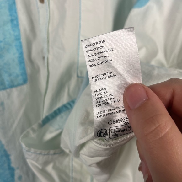 Anne Guest Pilcro Anthropologie Cyanotype Ruffle-Sleeve Buttondown Blouse size S - Picture 6 of 7